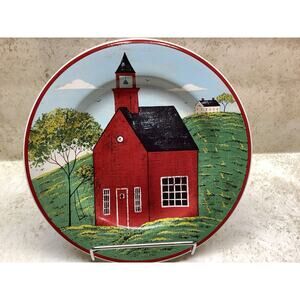Warren Kimble Brandon House Country Life Red Church Sakura 8.25" Salad Plate